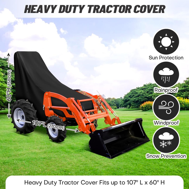 Tractor Cover Waterproof Compact Utility Tractor Heavy Duty 600D Thicken