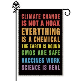 Hafhue Science is Real Welcome Garden Flag, 12 x 18 Inch Double Sided Fall Holiday Yard Outdoor Farmhouse Decoration Flag, Everything Is A Chemical The Earth Is Round Rainbow Garden Flag