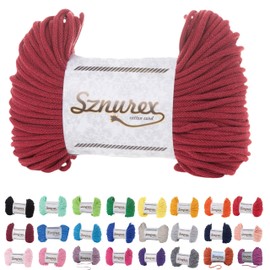 Macrame Yarn, 5 mm x 100 m, Cotton Cord Yarn for Macrame Cord, Over 50 Colours, Oeko-Tex Certified Cotton Cord, Cotton Yarn with Polyester Core for DIY (Raspberry, 5 mm / 100 Metres)