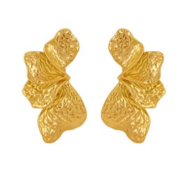 18K Gold Plated Floral Earrings for Women - Lightweight Dainty Flower Stud Earrings Hypoallergenic Wedding Guest Jewelry Gifts (Gold-tone)