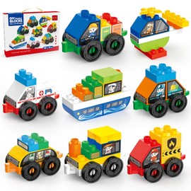 69 Pcs Cars Building Blocks Set for Toddlers and Kids, 8 Vehicles Set, Build Your Own Toy Cars, Compatible with Brand Name Building Bricks, Toy Building Set Birthday Gift for Boys and Girls