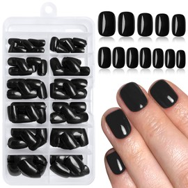 Lifextol 120PC black Square Press on Nails Short Fake Nails Press ons with Adhesive Tabs, 12 Sizes Square Nails Tips Short Acrylic Nails Press on Nails Petite Stick on Nails Artificial Fingernails