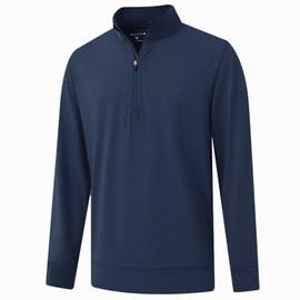 M MAELREG Mens Quarter Zip Pullover Sport Casual Long Sleeve Mock Neck Midlayer Half Zip Golf Sweatshirts for Men Cobalt Heather