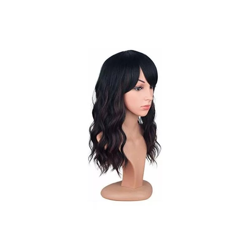Symeiw Peluca Mezcla De Negro Marrón Ondulado 40cm Symeiw