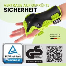99FLIPS Knieschoner Kinder 3 Jahre Schoner Inliner Kinder - TÜV Rheinland GS Siegel [6er Set] FLASH - S/M Grün - Protektoren - Knieschützer Kinder Protektoren Knie- und Ellenbogenschützer