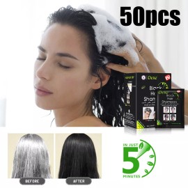 DEXE 50PCS Dexe Black Hair Shampoo 5 minutes Instant Dye Long Lasting Hair Darkening - 50Pcs/5Box Shampoo