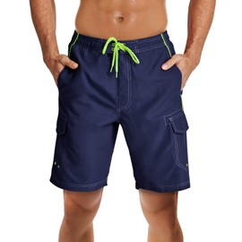TACVASEN Swim Shorts Men Summer Beach Shorts Quick Dry Surf Shorts with Pockets Surfing Shorts Holiday Bathing Shorts Navy Blue