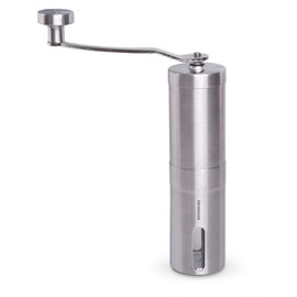 Teranuvo Manual Coffee Grinder - [Conical Ceramic Burr Mill][18 Adjustable Settings - From Extra Course to Ultra Fine Grind][Brushed Stainless Steel]
