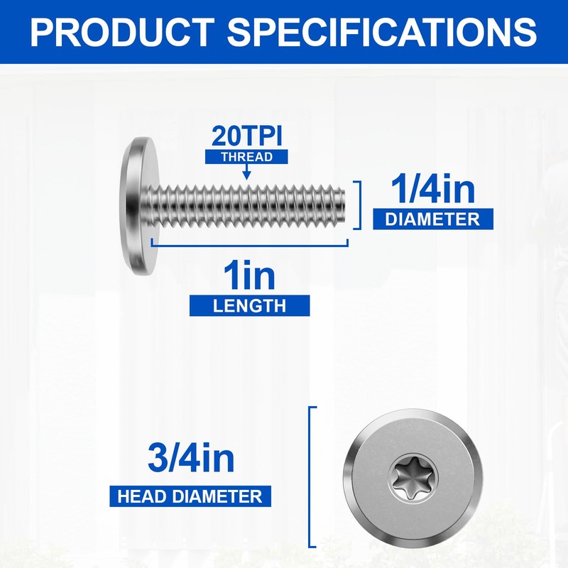 FMhotu Combo Sidewalk Screws Bolts, 304 Stainless Steel Hurricane Shutter