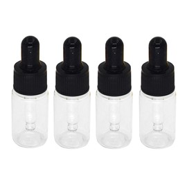 5PCS 10ml Plastic Dropper Bottles-Essential Oil Perfume Makeup Cosmetic Eyelquid Storage Containers With Glass Pipette and Black Dropper Cap(Transparent)