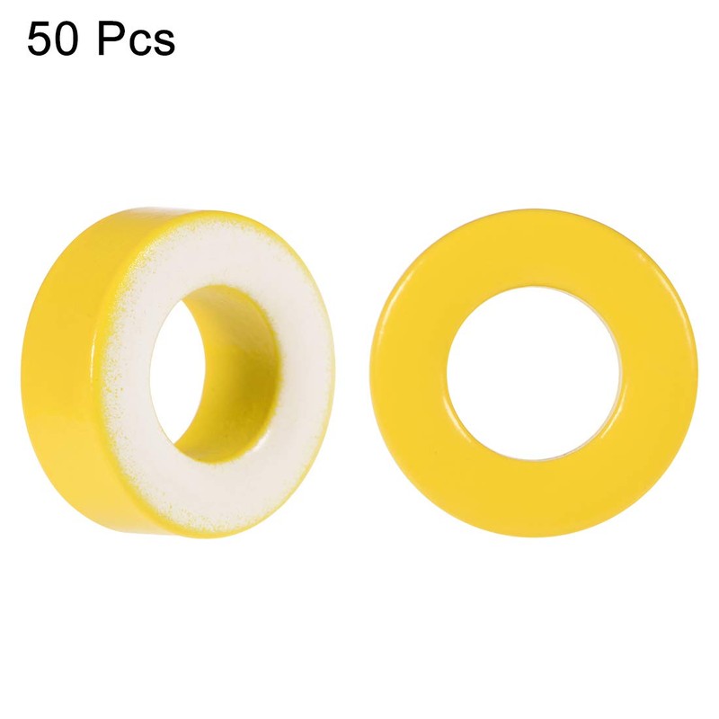 sourcing map Ferrite Ring Iron Force Toroid Core Yellow White