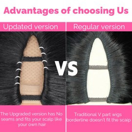 XSSXAKO V Part Wig Human Hair Body Wave Upgrade Human Hair Clip in Wigs No Glue No Sew In Beginner Friendly Natural Color(24inch)