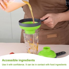 Juego de 3 embudos de cocina actualizados, pequeños y grandes, accesorios de cocina, embudos de silicona para llenar botellas de agua, transferencia de líquidos, grado alimenticio (B)