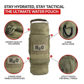 Orca Tactical Molle Water Bottle Pouch - Molle Water Bottle Holder for Backpack – Tactical Pouch for 32 oz & 40 oz Bottles – Insulated Water Bottle Holster – Keeps Drinks Cooler Longer (OD Green)
