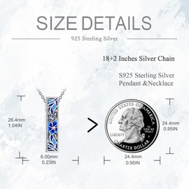 VONALA Memorial Urn Pendant Necklace 925 Sterling Silver Cube Urn Pendant Chain Cremation Jewellery for Women Butterfly Urn Necklace, Sterling Silver