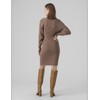 VERO MODA Female Knitted Dress VMHOLLYREM Long Dress, Brown Lentil