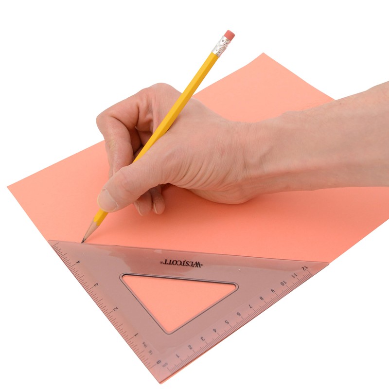 Westcott Triangular Scale Ruler Set, 30/60- and 45/90-Degrees, Back-to-School, School