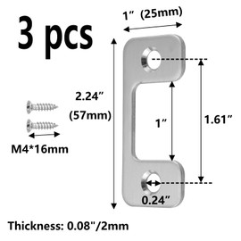 Semetall Adjustable Strike Plate for Exterior Doors - Large Hole for Deadbolts and Electronic Locks- 1" x 2.24" - 3 Pack - Silver