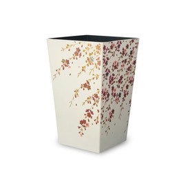 TATSU-CRAFT Maki-e Style Dust Box, No Lid, M Angle, Cherry Blossom, White, 2.7 gal (6.7 L), Trash Can Stylish, Lidless, Kitchen, Trash Can, Pail, No Lid, Japanese Style, Japanese Style, Interior