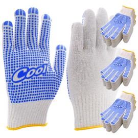 deebree 36 Pairs Cotton Work Gloves Bulk with Anti-slip Dots, Breathable Gardening Gloves Cotton Glove Liners for Warehouse Garden, Blue Cool Pattern