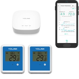 YoLink YoLink 2-Pack X3 Version Temperature Humidity Data Logger, Longest Wireless Range, 5+ Years Battery, Emails/Text/App Alerts, Alexa, Best Freezer, Greenhouse Monitor. Hub Included