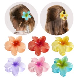 Pack of 6 Flower Hair Clips, Hair Clip Flower Hawaiian, Hair Clip Flower for Thick Thin Hair, Flower Hair Clip Gift for Girls and Women, Hair Clip for a Vivid Summer Look - 6 Colours