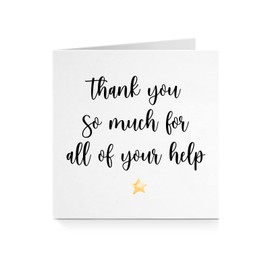 Thank You So Much For All Your Help - Lovely Cute Red Heart Thankful Greeting Card - For Him Her Mum A480