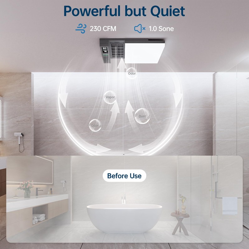 Smart Bathroom Exhaust Fan with Bluetooth Speaker and Light &