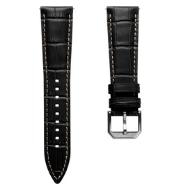 WatchGecko Carolina Gator Print Genuine Leather Watch Strap [Black, 22mm]