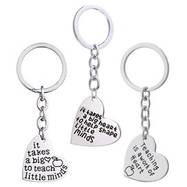3PCS Teacher Appreciation Gifts Key Chain Women Men It takes a big heart to teach little minds (Style A)