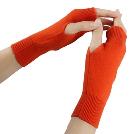Larcele Cashmere Gloves, Fingerless Hand Warmers for Women BZST-02 - orange