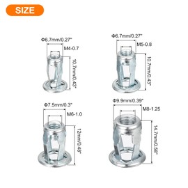 sourcing map 30Pcs Multi-Grip Rivet Jack Nut, M4-0.7, M5-0.8, M6-1.0, M8-1.25 Petal Blind for Plastic Pressboard Hardboard Door Anchors Aluminium Cladding Steel Pipe