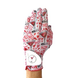Hand Candy Golf Glove – Premium Cabretta Leather – “XOXO” – Left Hand Women's Golf Glove with Matching Ball Marker (Large)