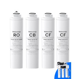 Waterdrop 𝐖𝐃-𝐓𝟑-𝐑𝐂𝐎 Replacement Filter, Pack of 1 RO & 2 CF & 1 CB Filter, Replacement for 𝐖𝐃-𝐓𝟑-𝐂 Tankless Reverse Osmosis Water Filter (𝟐*𝐂𝐅 + 𝟏*𝐂𝐁 + 𝟏*𝐑𝐎)