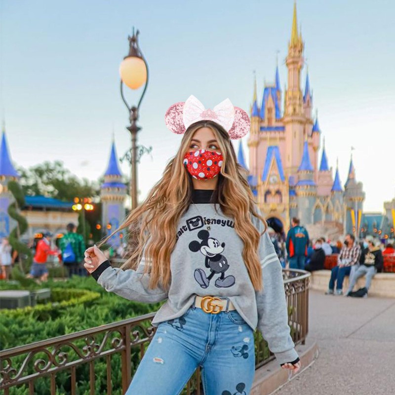 DRESHOW Mouse Ears Bow Headbands Glitter Party Decoration Cosplay Costume