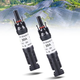 FTJKGH Solar PV Connector, Pack of 2 DC PV Plug, Solar M-C4 Plug Blocking Diode Solar PV Connector Parts with Built-in Anti-Backflow Diode, IP67 Waterproof for Connecting Solar Panels