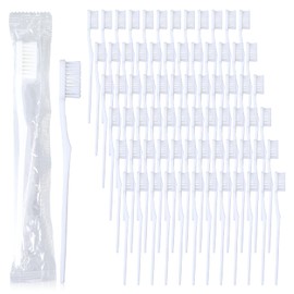 Lemecima 100 pcs Bulk Toothbrushes Individually Wrapped, White Manual Disposable Travel Toothbrush for Adult, Soft Bristles for Homeless,Travel, Hotels