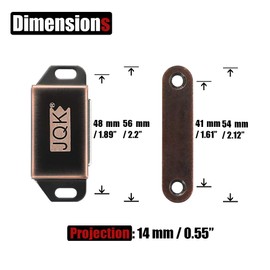 JQK Magnetic Cabinet Door Catch, Stainless Steel Closet Catches with Strong Magnetic, 1.2mm Thickness Furniture Latch 25 lbs Oil Rubbed Bronze (Pack of 4), CC101-ORB-P4