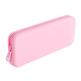 JOVAKIT Rectangle Portable Silicone Cosmetic Bag for Women, Travel Waterproof Makeup Bag Gifts for Women Girls, Zipper Closure Makeup Brush Toiletry Case Travel Storage Organizer Pouch (Pink)