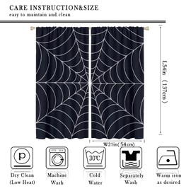 Spider Web - Cortinas opacas para niños, fondo negro, recámara de niños, cuarto de bebé, decoración del hogar, 42 x 54 pulgadas, 2 paneles
