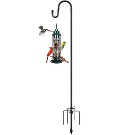 Shepherds Hooks for Outdoor，94 Inch Diameter Outdoor Bird Feeder Pole with 5 Pronger Base, Adjustable Heavy Duty Garden Hanging Holder for Bird Feeders Lanterns Planting Hanger Weddings Decor Black