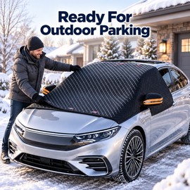 Car Windshield Snow Cover with Side Mirror Covers & Elastic Hooks – Foldable Frost, Ice & Sun Protector