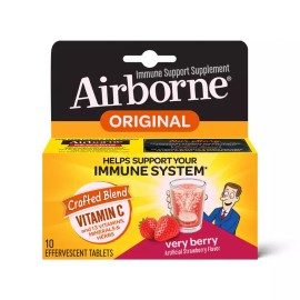 Airborne Immune Support Supplement Effervescent Tablets Strawberry Flavor 10ct