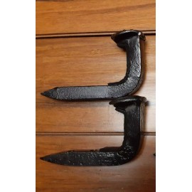 hand crafted (ONE PAIR) Railroad Spike Decor Gun Rack Hangers Hooks Wall Mount Shotgun Rifle
