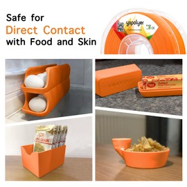 YXPOLYER PLA+ Filament Food Safe PLA Plus Food-Grade 1.75mm 3D Printing Filament 1kg 2.2lbs with PC Reusable Spool fit AMS System and Most FDM 3D Printers, Orange