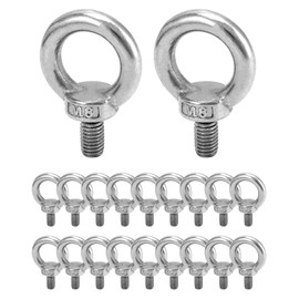 QWORK Pack of 20 M8 Eye Bolts - 120 kg - 304 Stainless Steel Eye Bolts for Attaching and Hanging