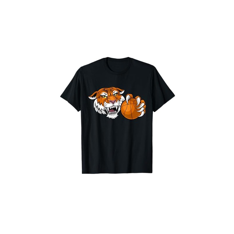 Tiger Basketball Ball Animal Cartoon Character T-Shirt