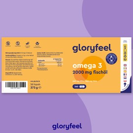 gloryfeel Omega 3 Kapseln - 2000mg Fisch?l hochdosiert - Mit 660mg EPA und 440mg DHA - In Triglycerid-Form- Essentielle Omega-3 Fetts?uren - Support fr Gehirn, Herz & Sehkraft* - Nachhaltiger Fischfang
