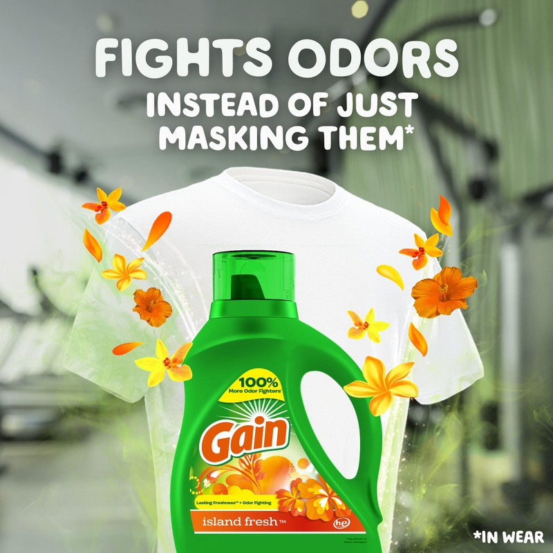 Gain + Aroma Boost Liquid Laundry Detergent, Island Fresh Scent,