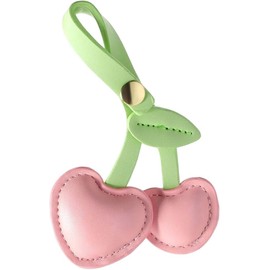 HANNEA® Llavero de Cereza Rosa para Mujer y Niñas, Accesorio de Moda en Blanco para Bolsos y Carteras, Llaveros de Cuero PU y Acrílicos Elegantes